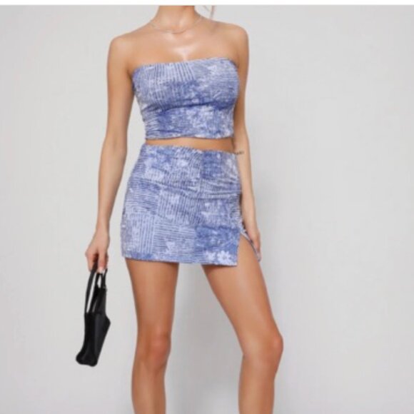 tiger mist blue set (bandeau top + skort) small - Picture 1 of 2